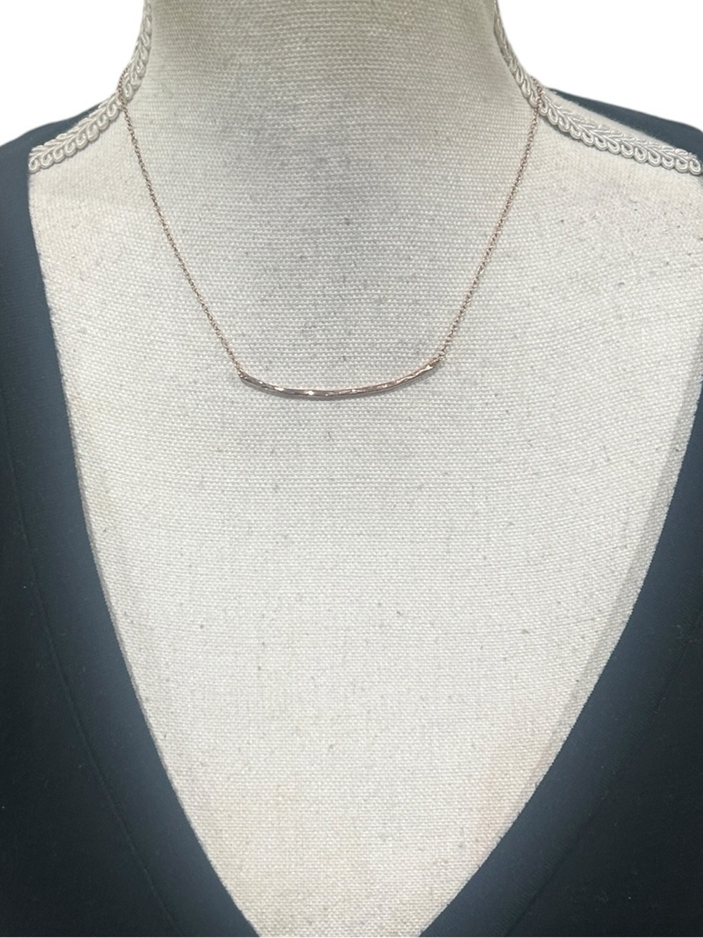 Gorjana Gold tone Slim 2.25 inch textured Bar delicate Necklace marked 7 inch